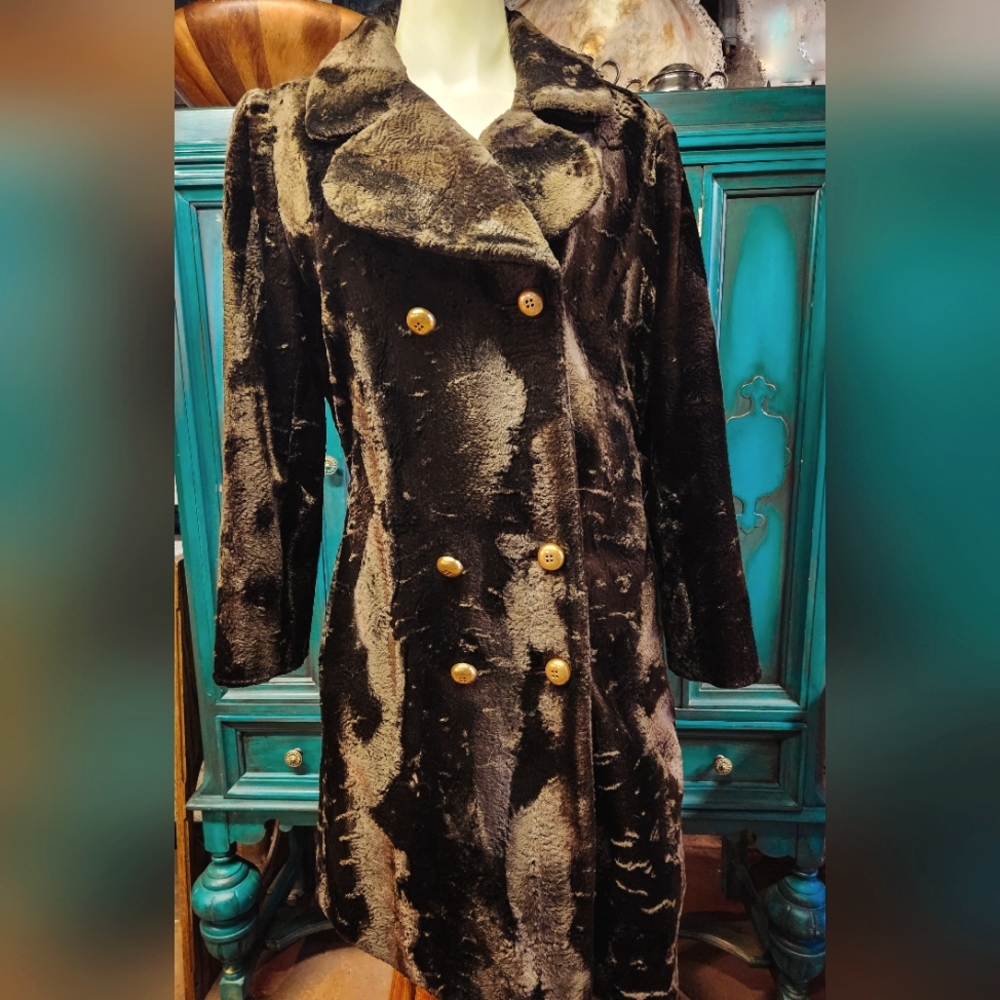 Vintage Carol Brent Faux Fur Pea Coat